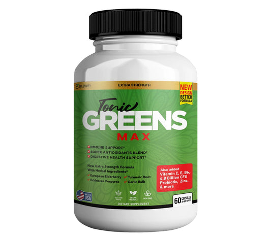 GREENVIFY Tonic Greens Max Extra Strength Immune Support Supplement, 60 Capsules