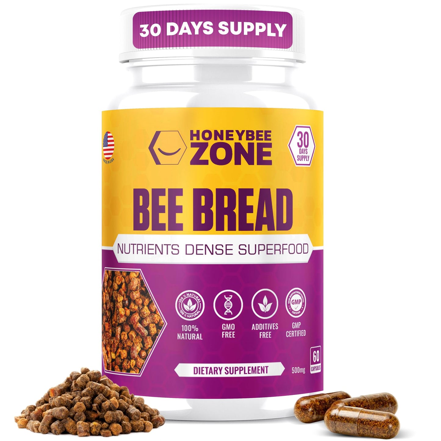 HONEYBEEZONE Bee Bread Capsules 60 Capsules