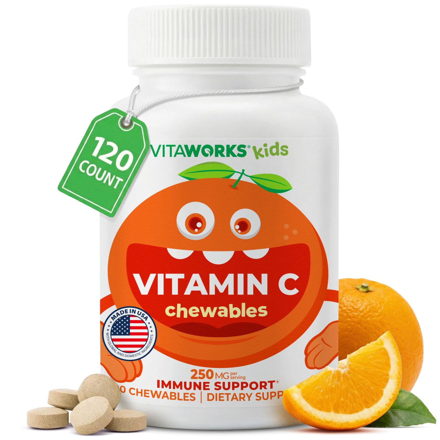 VitaWorks Kids Vitamin C Chewable Tablets 120 Count