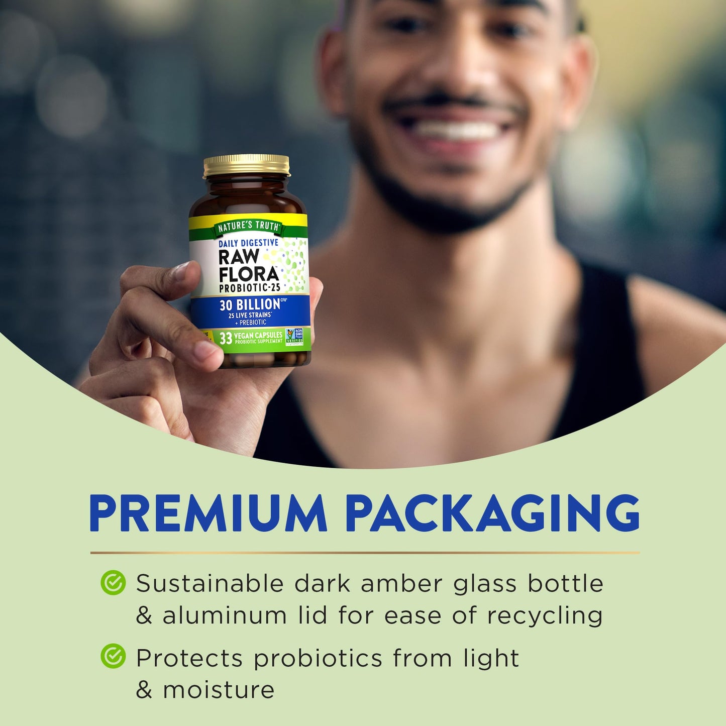 Nature's Truth Raw Flora Probiotics with Prebiotics Capsules 33 Count