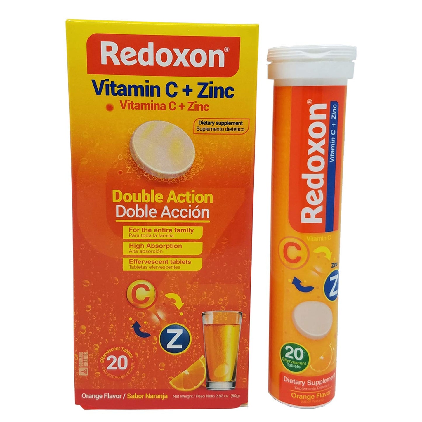 Redoxon Orange Effervescent Vitamin C with Zinc Tablets 120 Count