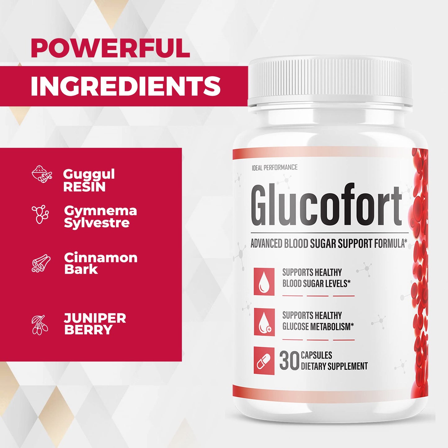 IDEAL PERFORMANCE Glucofort Supplement Support Formula Capsules 60 Count