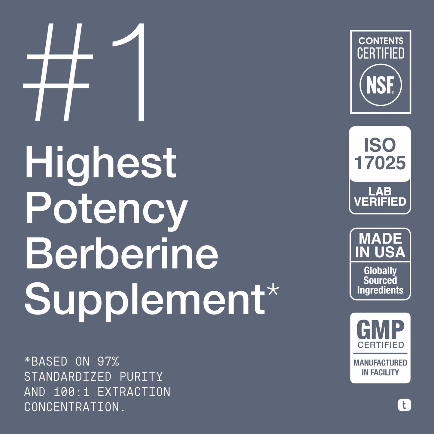 Toniiq Berberine HCl Capsules, 500 mg, 90 Count