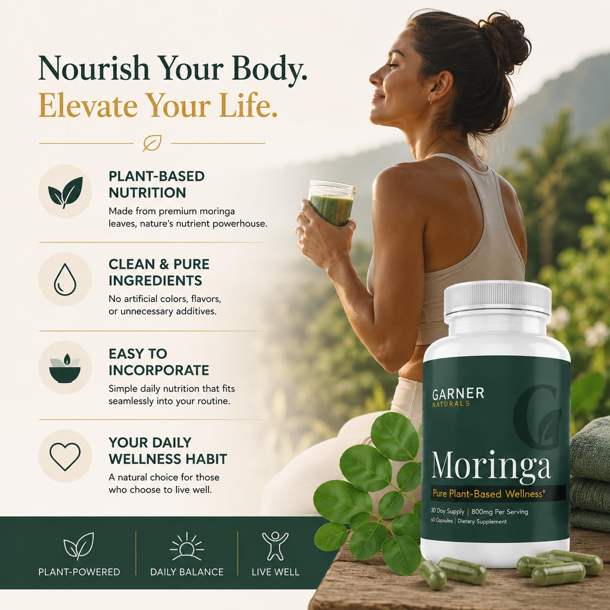 Garner Naturals Moringa Capsules 800mg Capsule, 60 Count