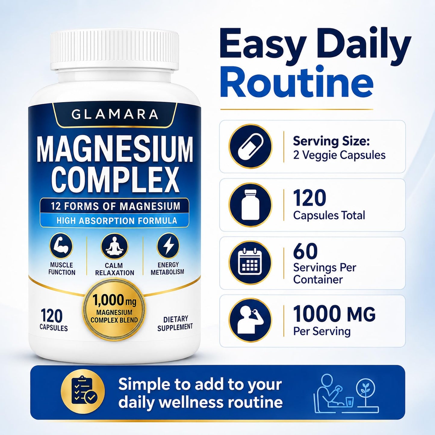 KYZTMHC Glamara Magnesium Complex 12 in 1 Complex Capsule, 60 Capsules