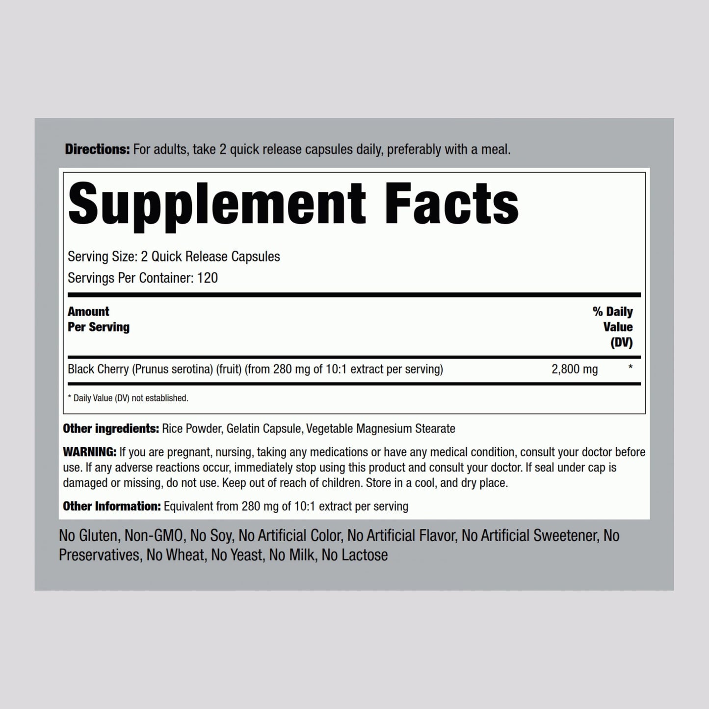 Piping Rock Black Cherry Extract Concentrate Capsules 240