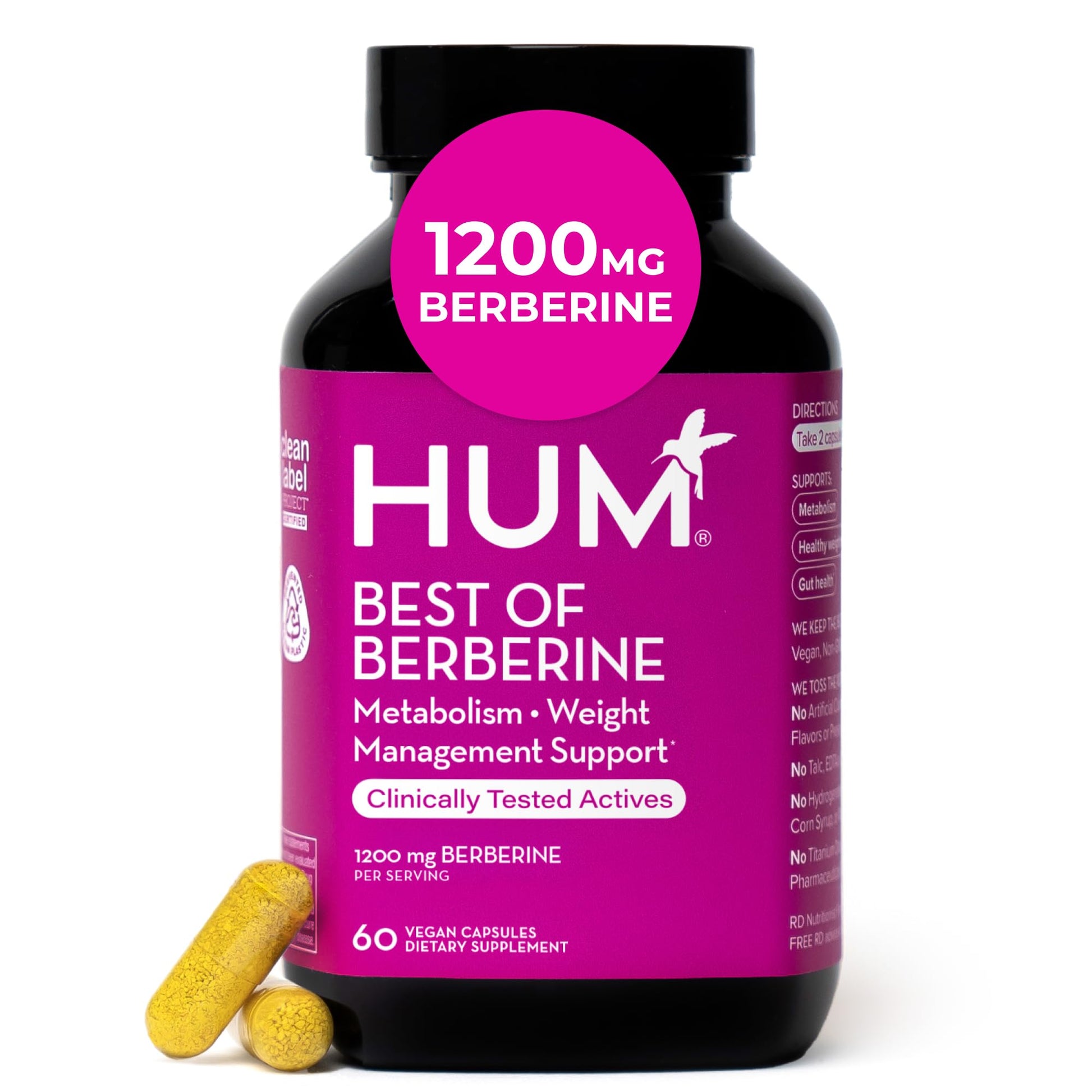 HUM Best of Berberine Supplement 1200mg Capsule, 60 Count
