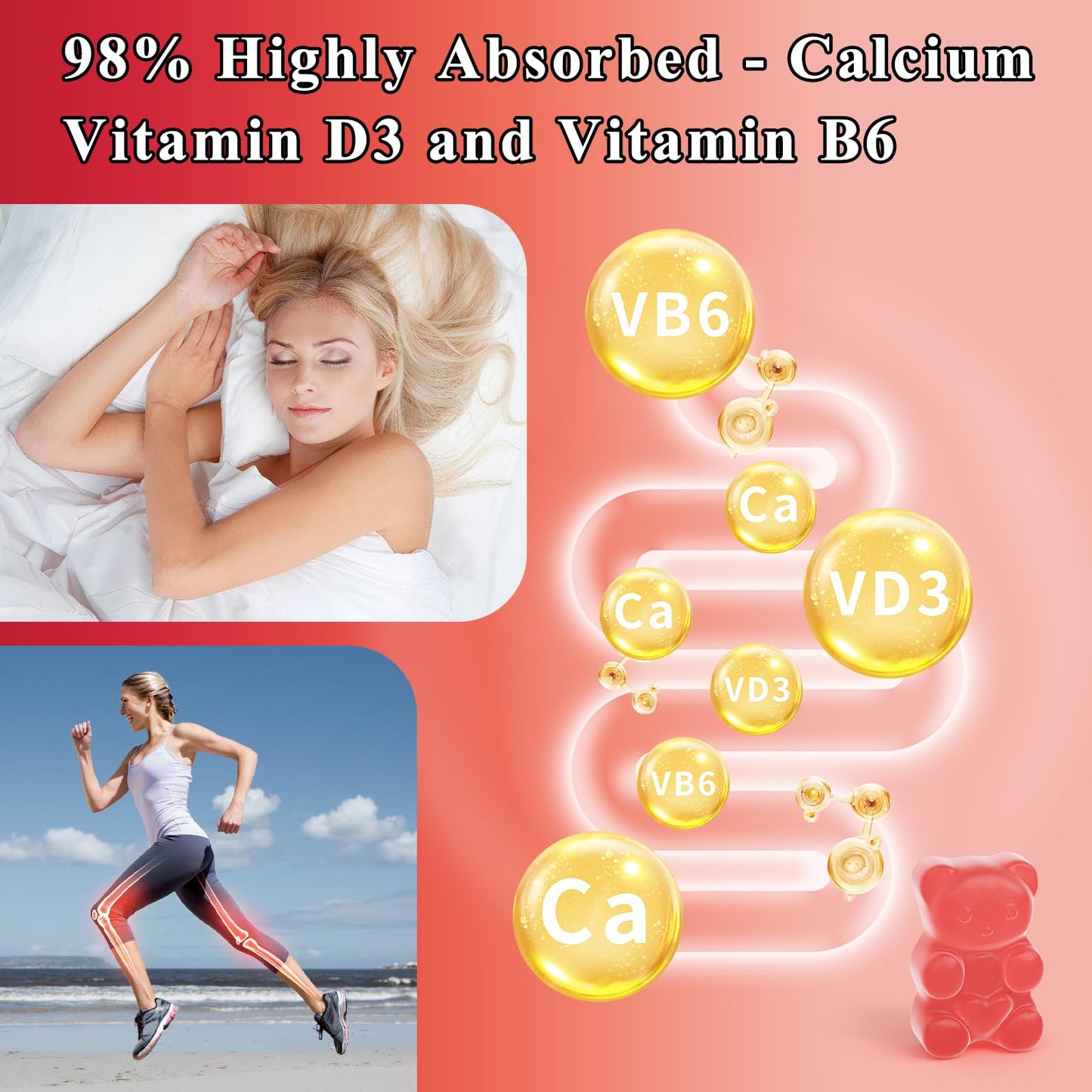 LETSCOL Magnesium Glycinate Gummies 800mg per Serving, 60 Count
