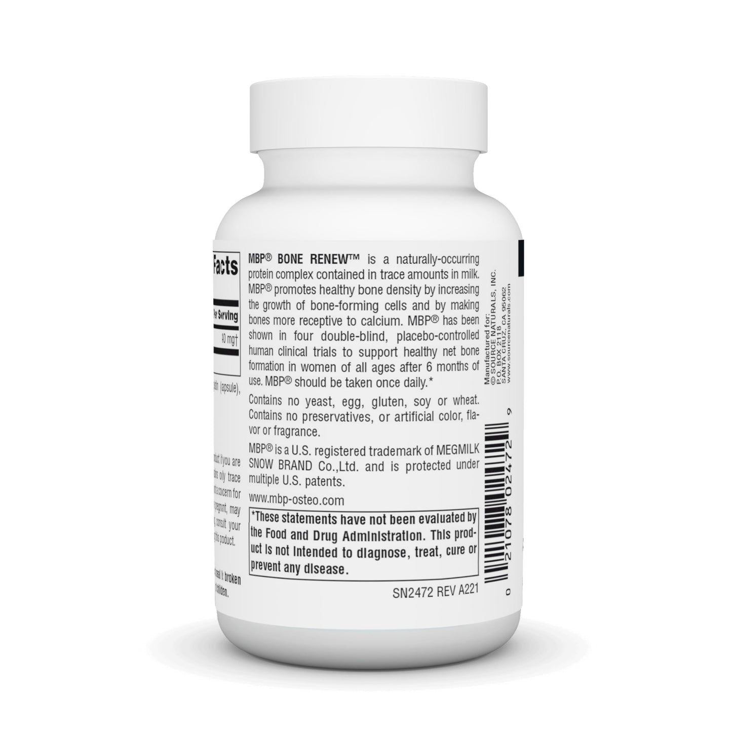 Source Naturals MBP Bone Renew, Milk Protein for Advanced Density Support Capsule, 60 Count