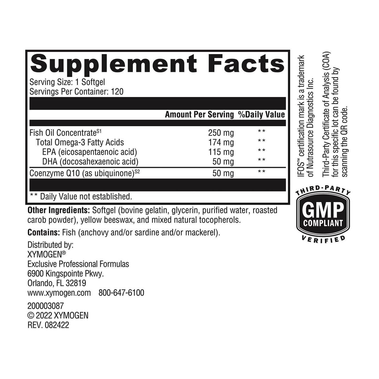 XYMOGEN CoQmax Omega 50 mg Softgels 120 Count