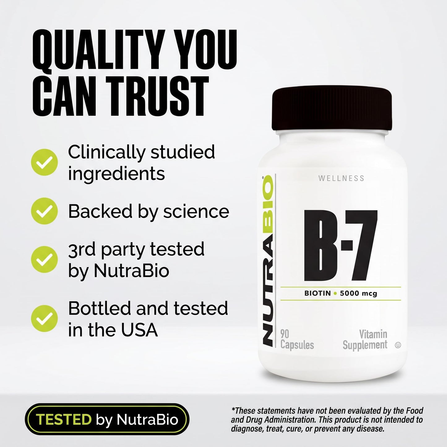 NutraBio Biotin (Vitamin B-7) Supplement Capsule, 1 Count