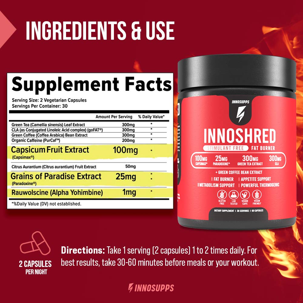 InnoSupps Inno Shred Stim Free Thermogenic Fat Burner Capsule 60