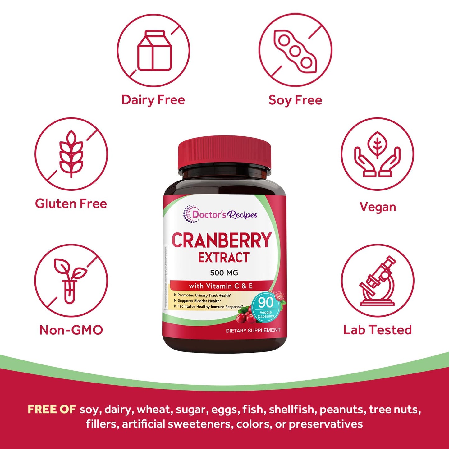 Doctor's Recipes Cranberry Pills for Women 90 Capsules