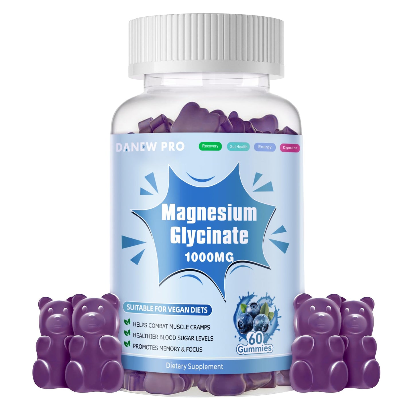 DANEW Pro Magnesium Glycinate Gummies, 60 Count
