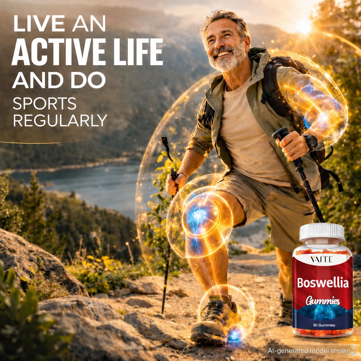 VAITE Boswellia Serrata Gummies 1200mg - Indian Frankincense Extract with Boswellic Acid, 60 Gummies