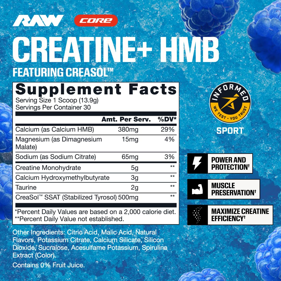 RAW Creatine Plus Powder 14.71 Ounce
