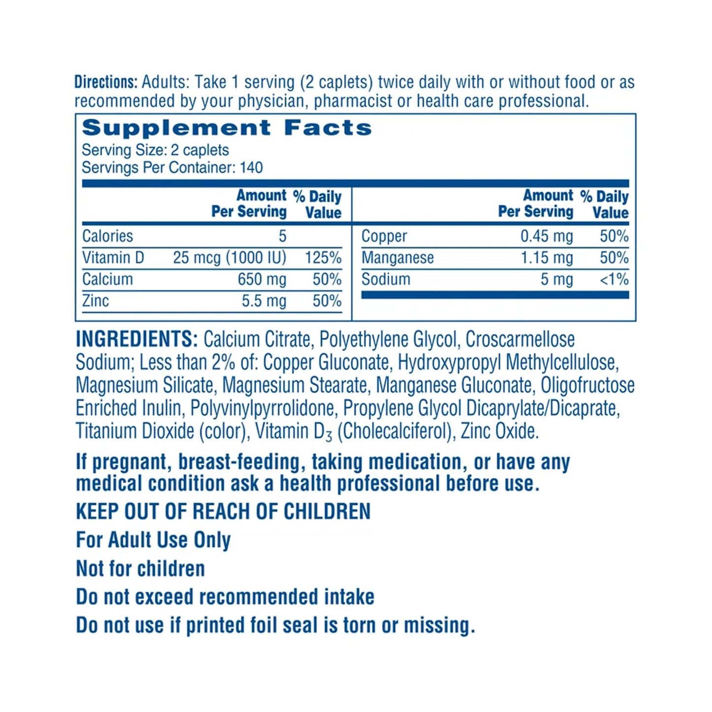 Generic Citra-Cl Maximum Plus Calcium Citrate + Vitamin D3 Supplement Caplets, 280 Count