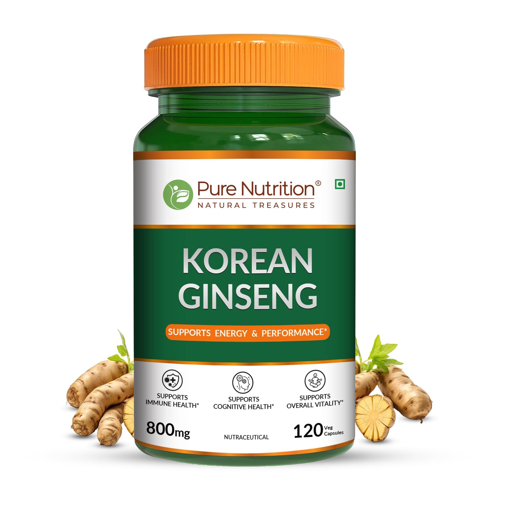 Pure Nutrition Natural Treasures Korean Ginseng 800mg Capsule 120 Count