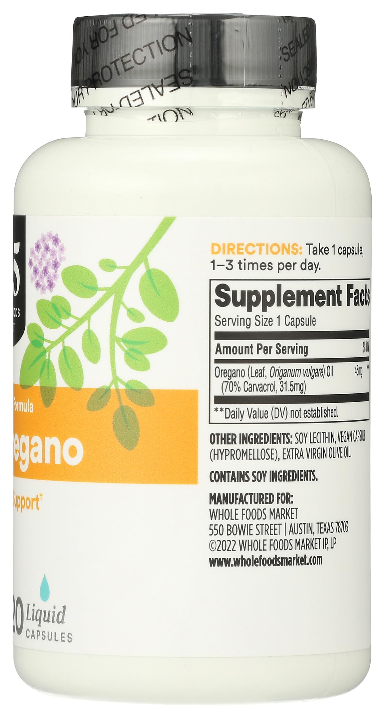 365 by Whole Foods Market Oil of Oregano Standardized Formula Liquid Capsules 120 Count