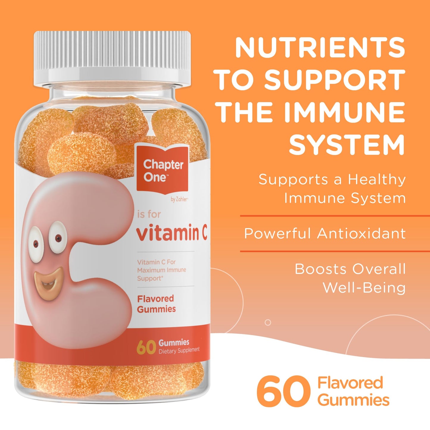 Zahler Chapter One Vitamin C Gummies 125 mg, Certified Kosher, 60 Gummies