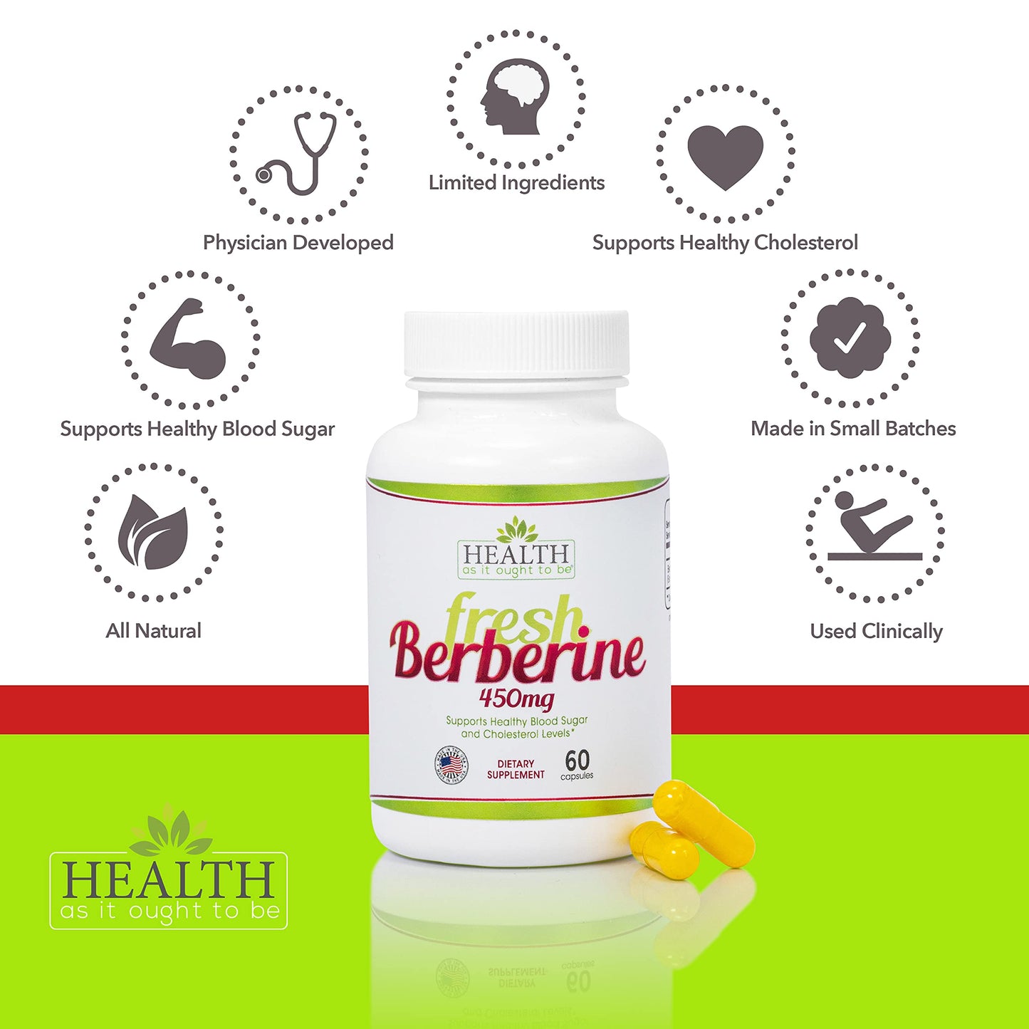 Health As It Ought To Be Fresh Berberine 450mg Capsules 60 Count