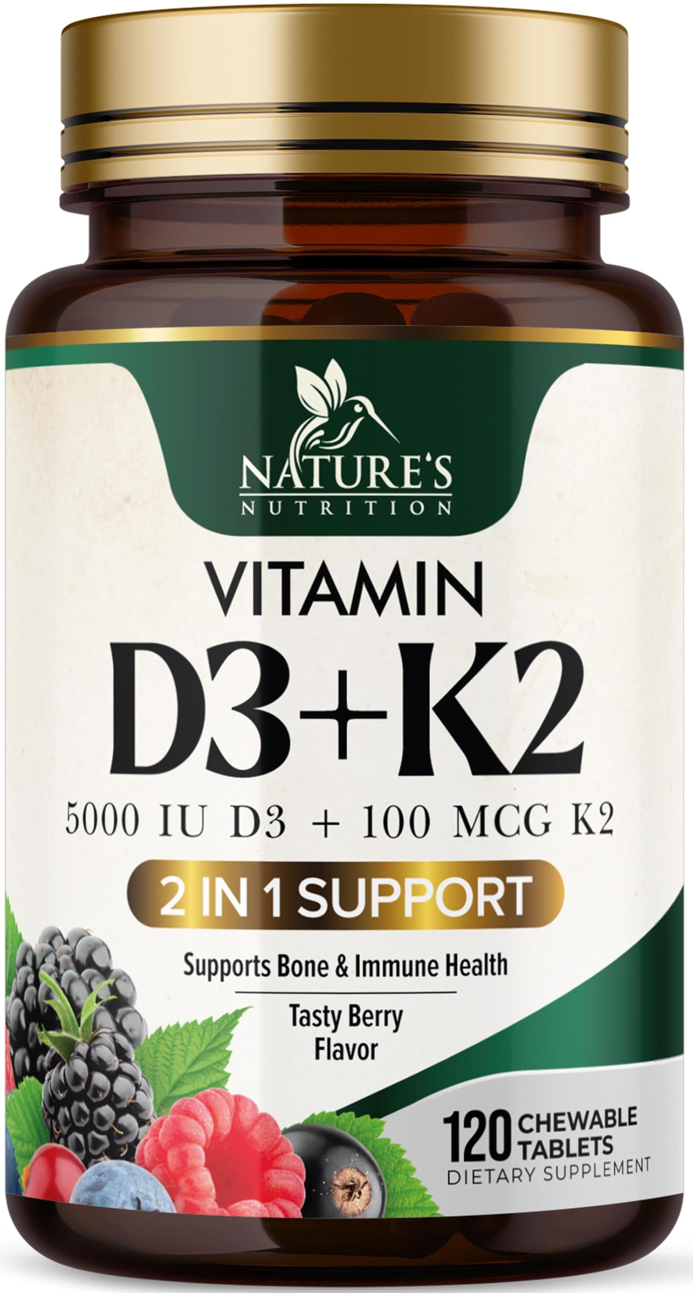 Nature's Nutrition Vitamin D3 K2 Supplement Tablet 120 Tablets