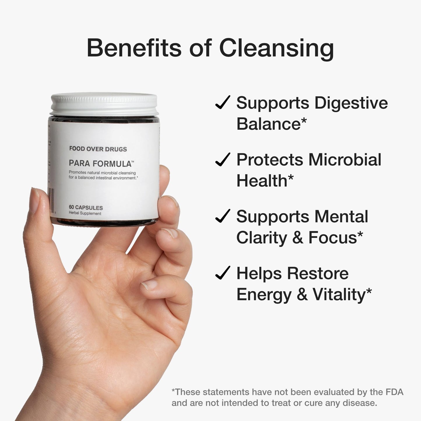 Food Over Drugs Para Formula Full Spectrum Herbal Cleanse for Humans Natural Intestinal Microbial Detox & Complete Body Cleanse Capsule, 60 Count