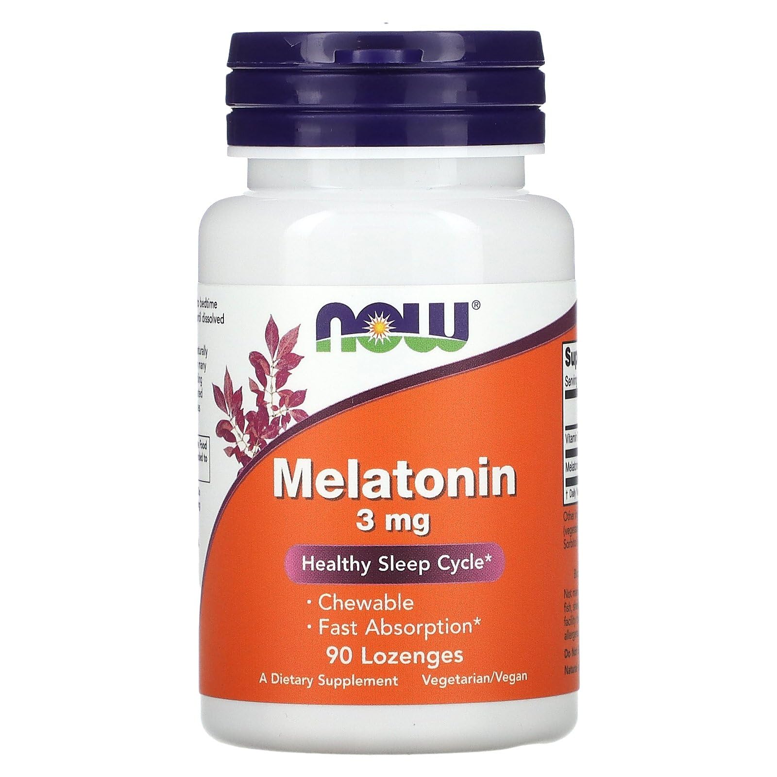 NOW Foods Melatonin 3 mg Chewable Lozenges, 180 Lozenges