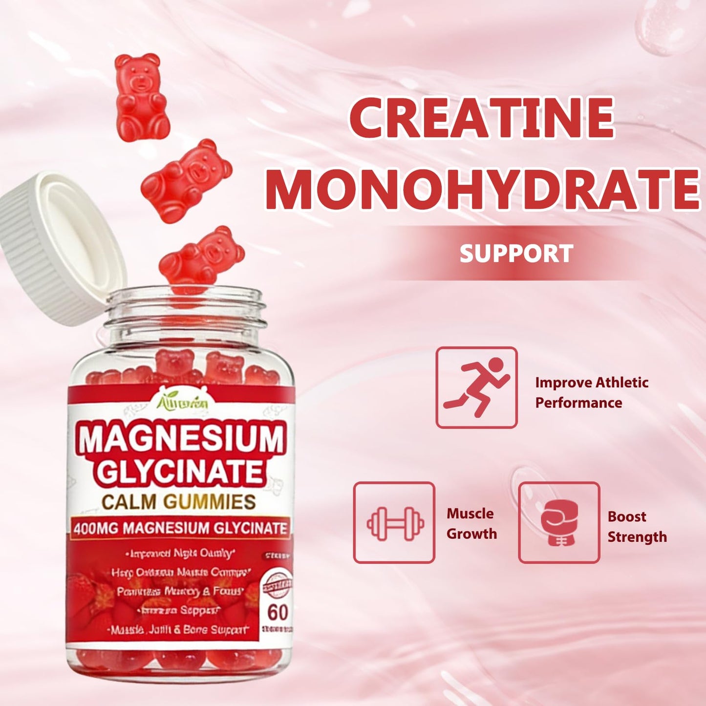 Aiwevon Magnesium Glycinate Gummies 400mg, 60 Count