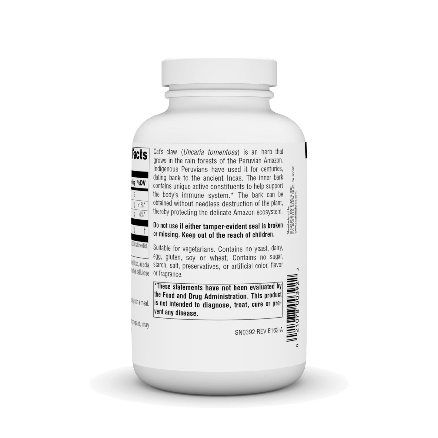 Source Naturals Cat's Claw Bark UNA de Gato 1000 mg Dietary Supplement, 120 Tablets