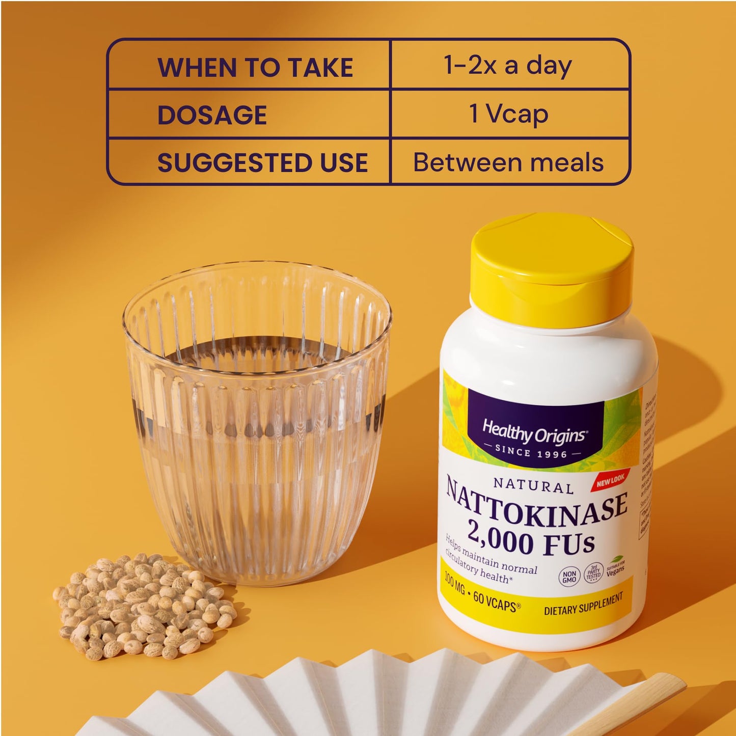 Healthy Origins Nattokinase 2,000 FUs, 100 mg Capsule, 60 Veggie Capsules