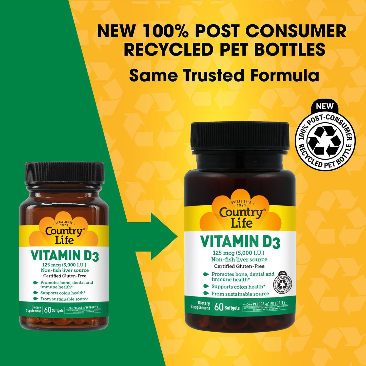 Country Life Vitamin D3 5000 IU Softgels, 60 Softgels