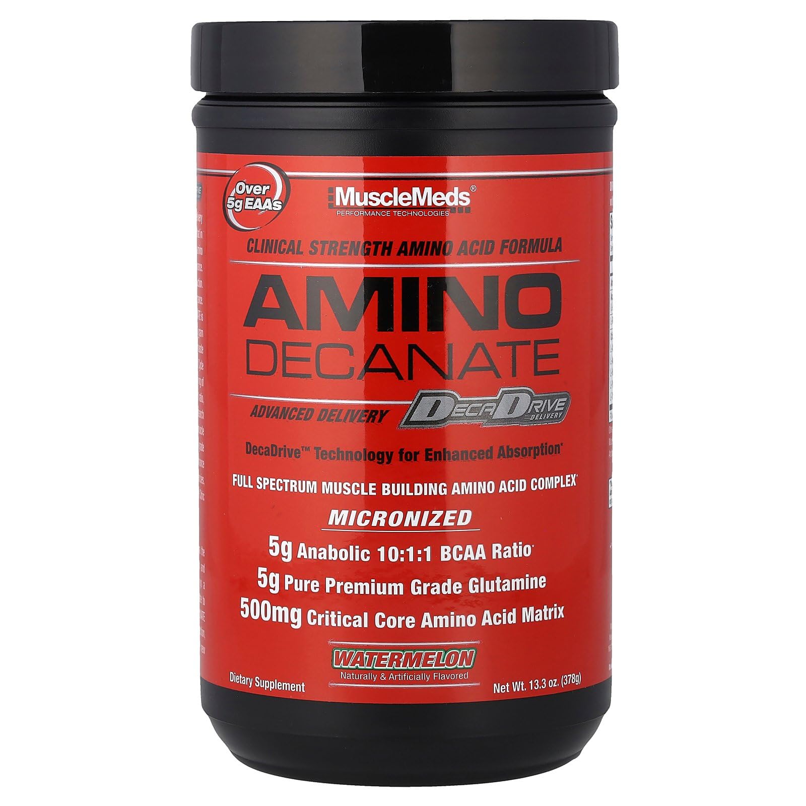 MuscleMeds Amino Decanate Full Spectrum Muscle Building Amino Acid Complex Powder 13.3 oz
