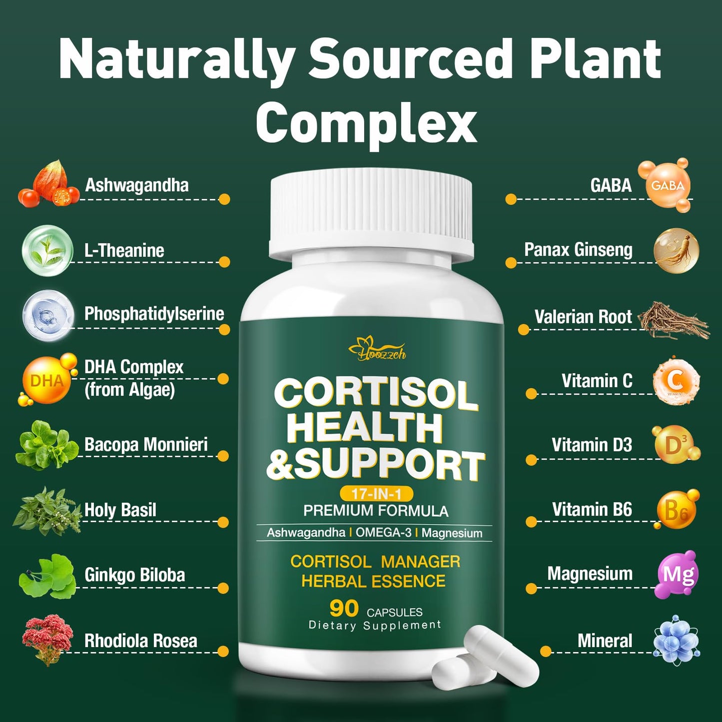 Hoozzch Cortisol Manager Capsules, 90 Count