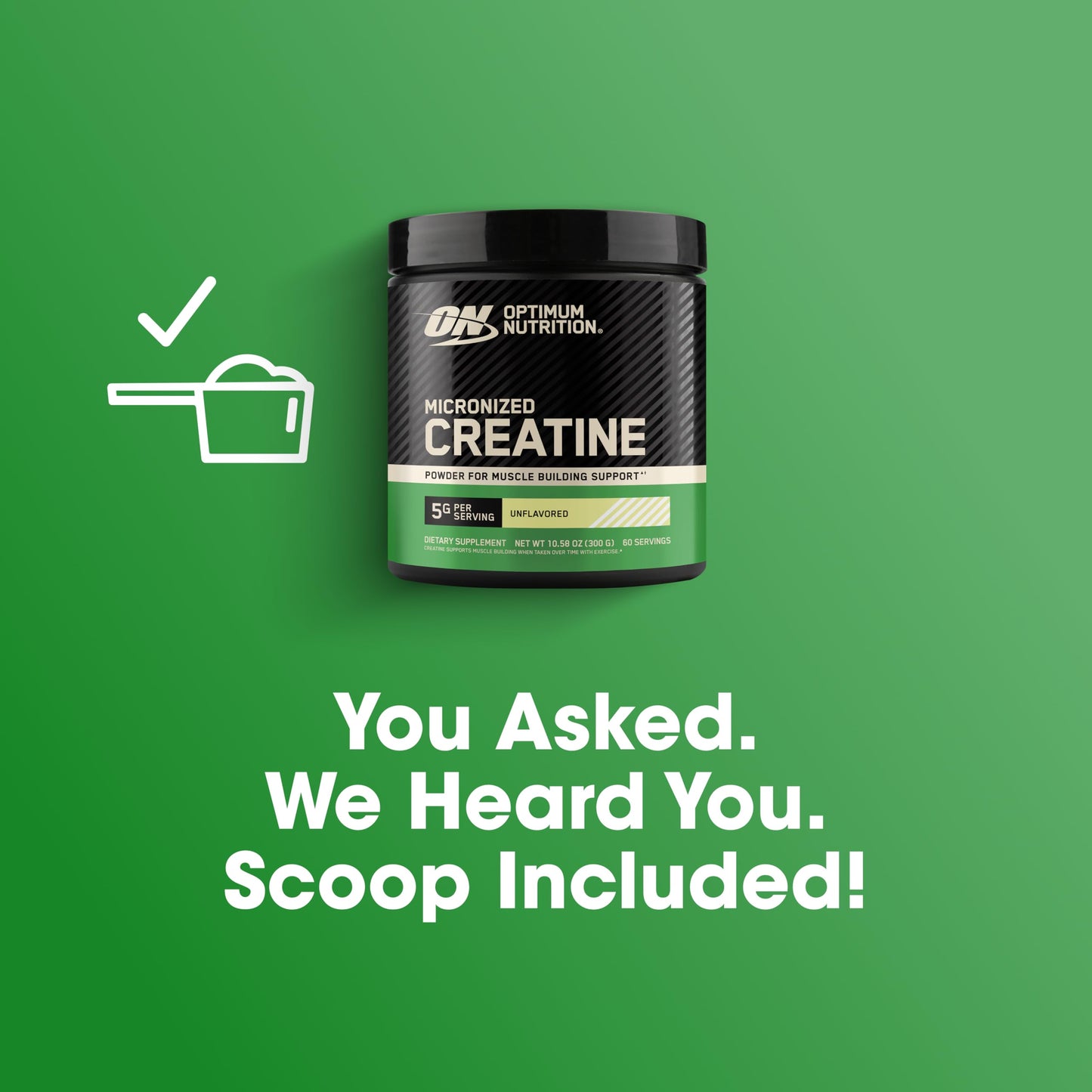 Optimum Nutrition Micronized Creatine Monohydrate Powder, Unflavored, 10.6 oz