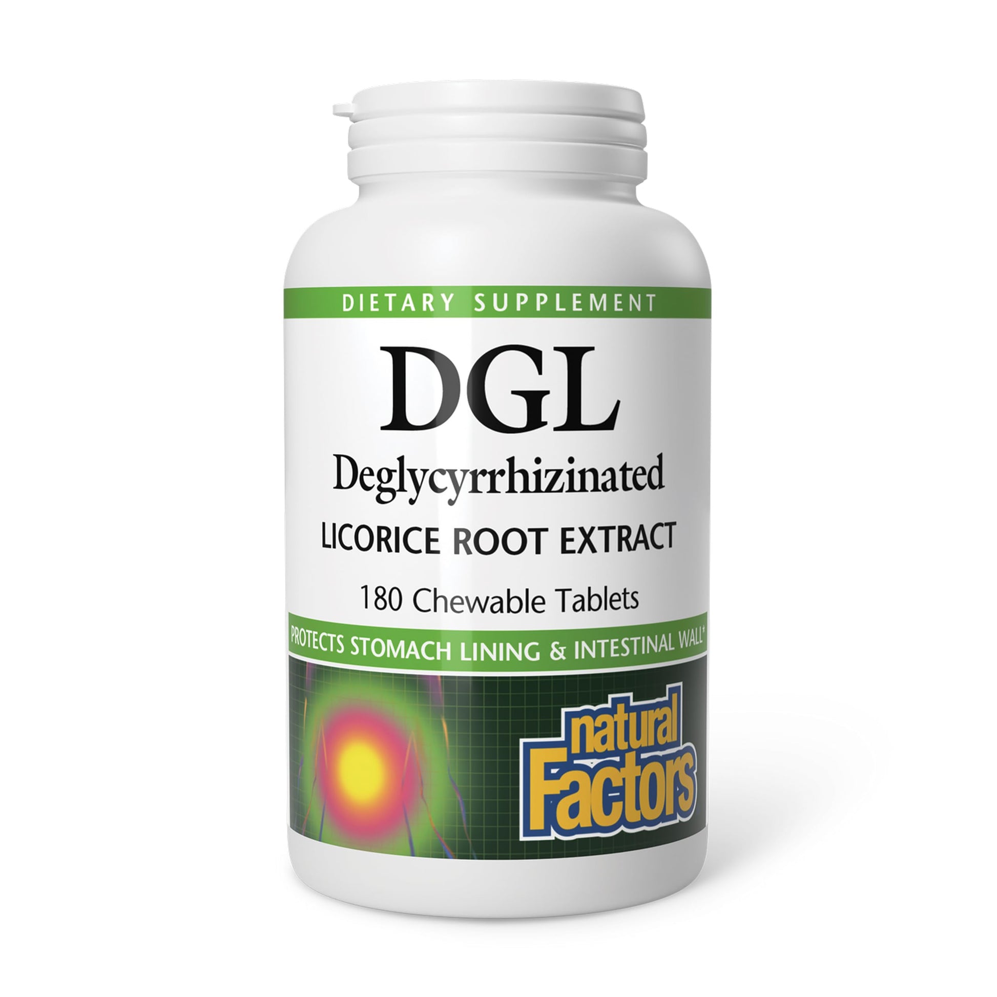 Natural Factors DGL Chewable Digestive Support Supplement with Licorice Root Extract Tablets, 180 Tablets