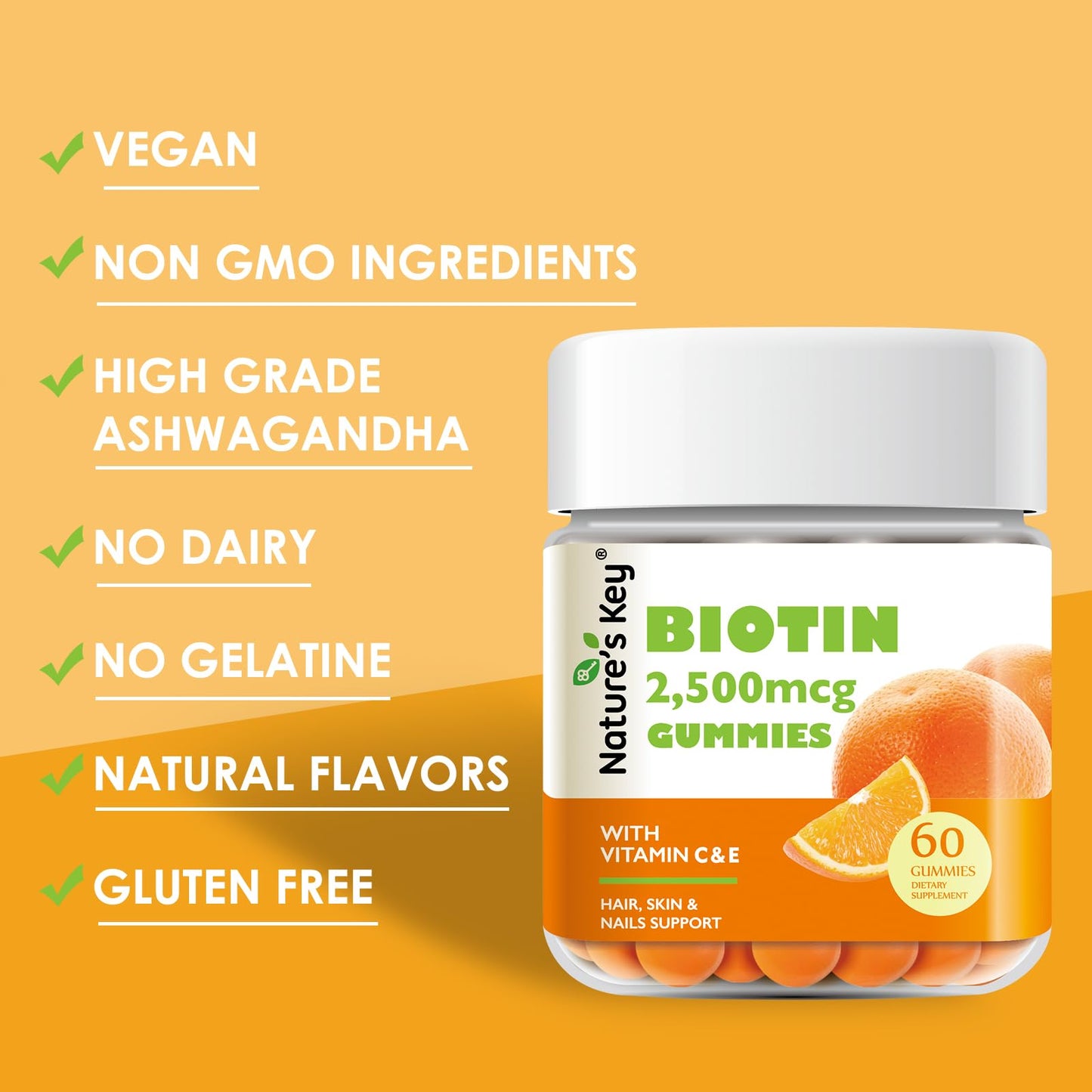 Nature's Key Biotin Gummies 60 Count