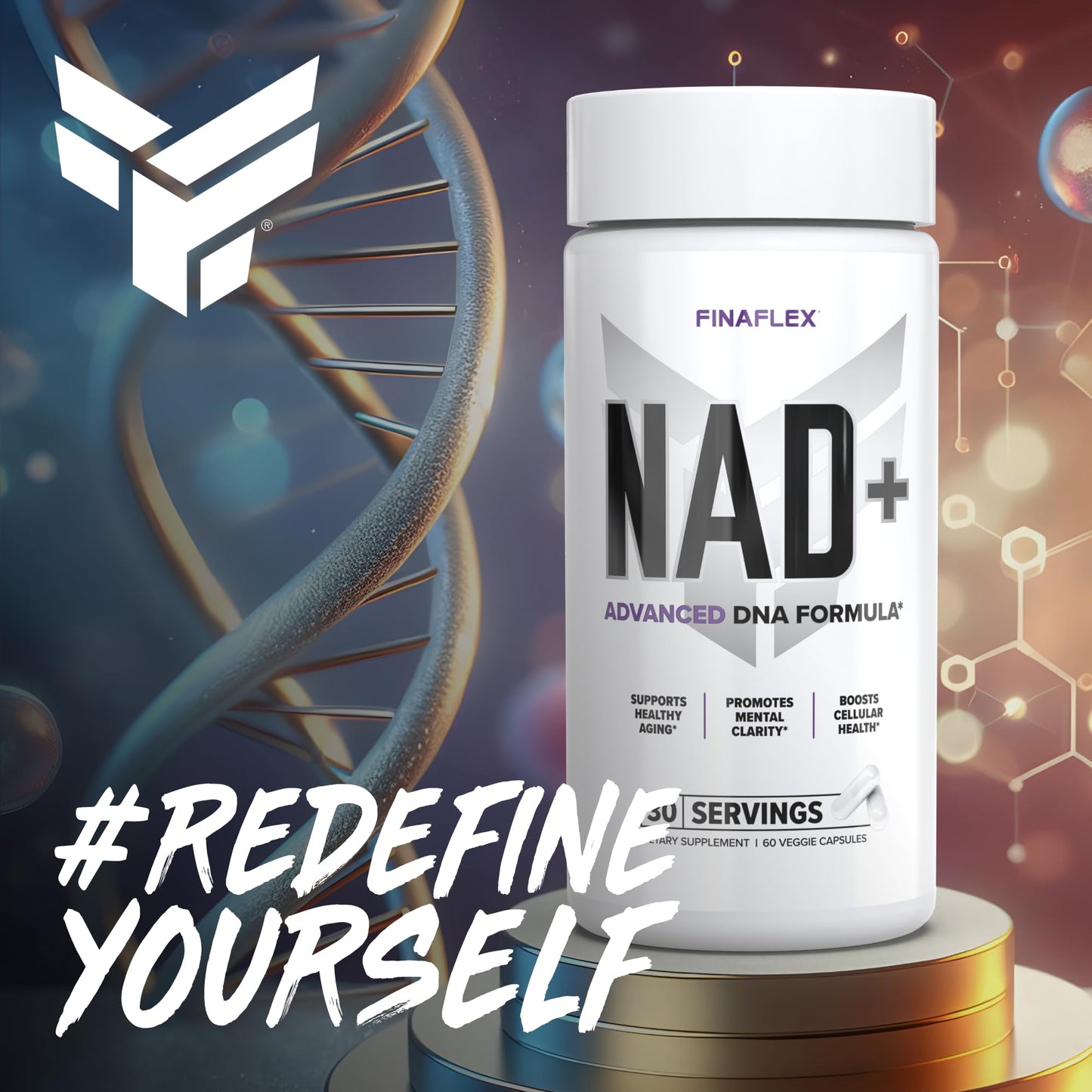 FINAFLEX NAD+ Advanced DNA Formula Veggie Capsules, 60 Count
