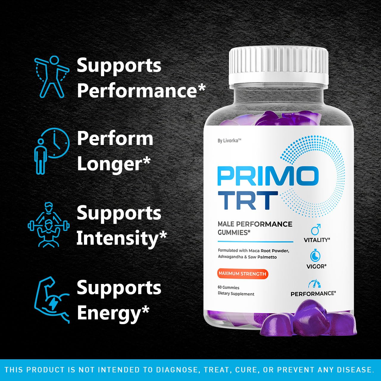 LIVORKA Primo TRT Gummies 60 Count