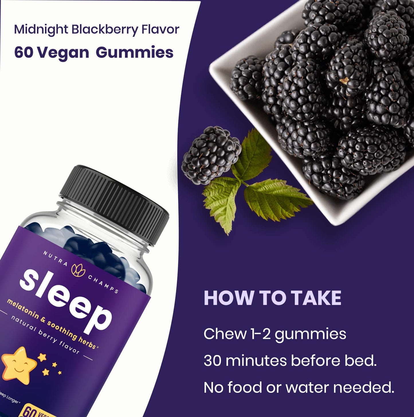 NutraChamps Sleep Gummies for Adults & Kids, 60 Count