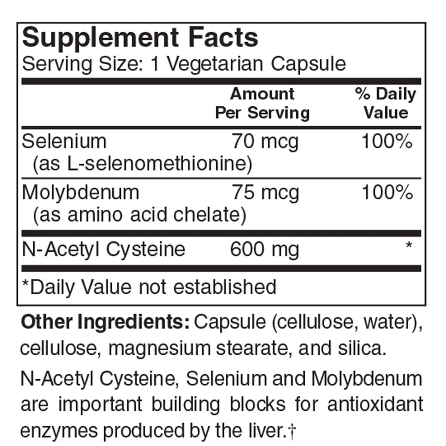 Holly Hill Health Foods NAC 600 (N-Acetyl Cysteine) 60 Capsules
