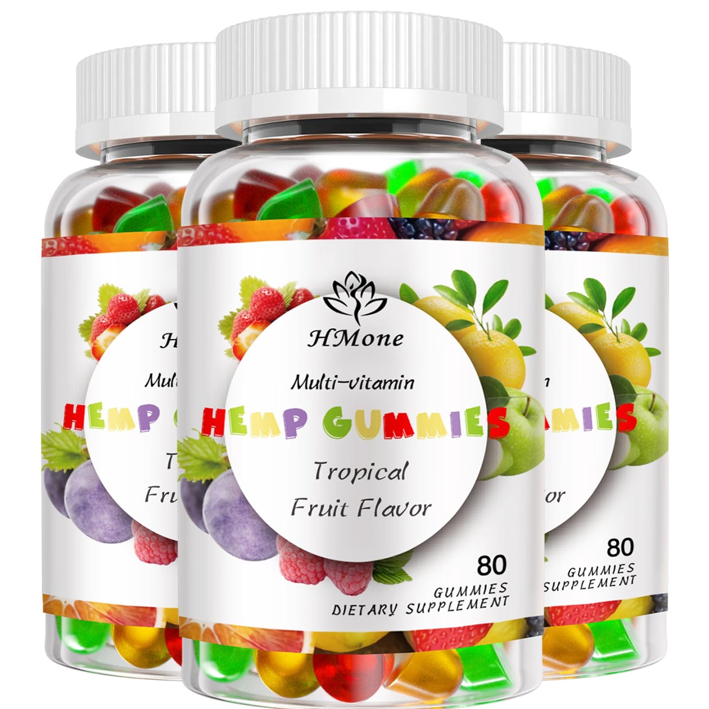 HMone Hemp Gummies Advanced for Pain, Sleep, Anxiety, High Potency Pure Organic Hemp Oil Extract, 100% Natural, Vegan Non-GMO, 240 Gummies