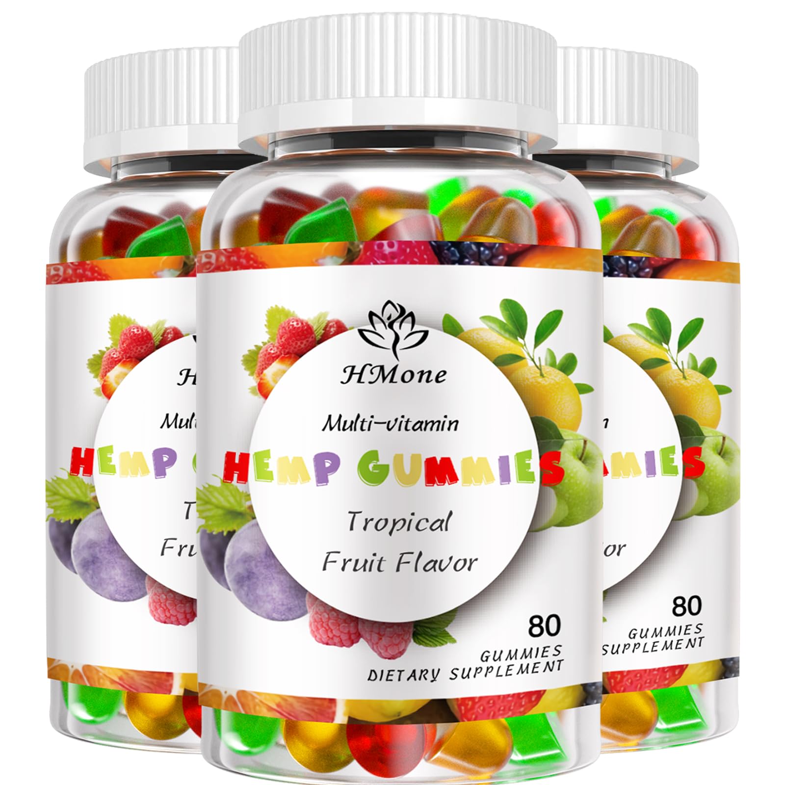 HMone Hemp Gummies Advanced for Pain, Sleep, Anxiety, High Potency Pure Organic Hemp Oil Extract, 100% Natural, Vegan Non-GMO, 240 Gummies