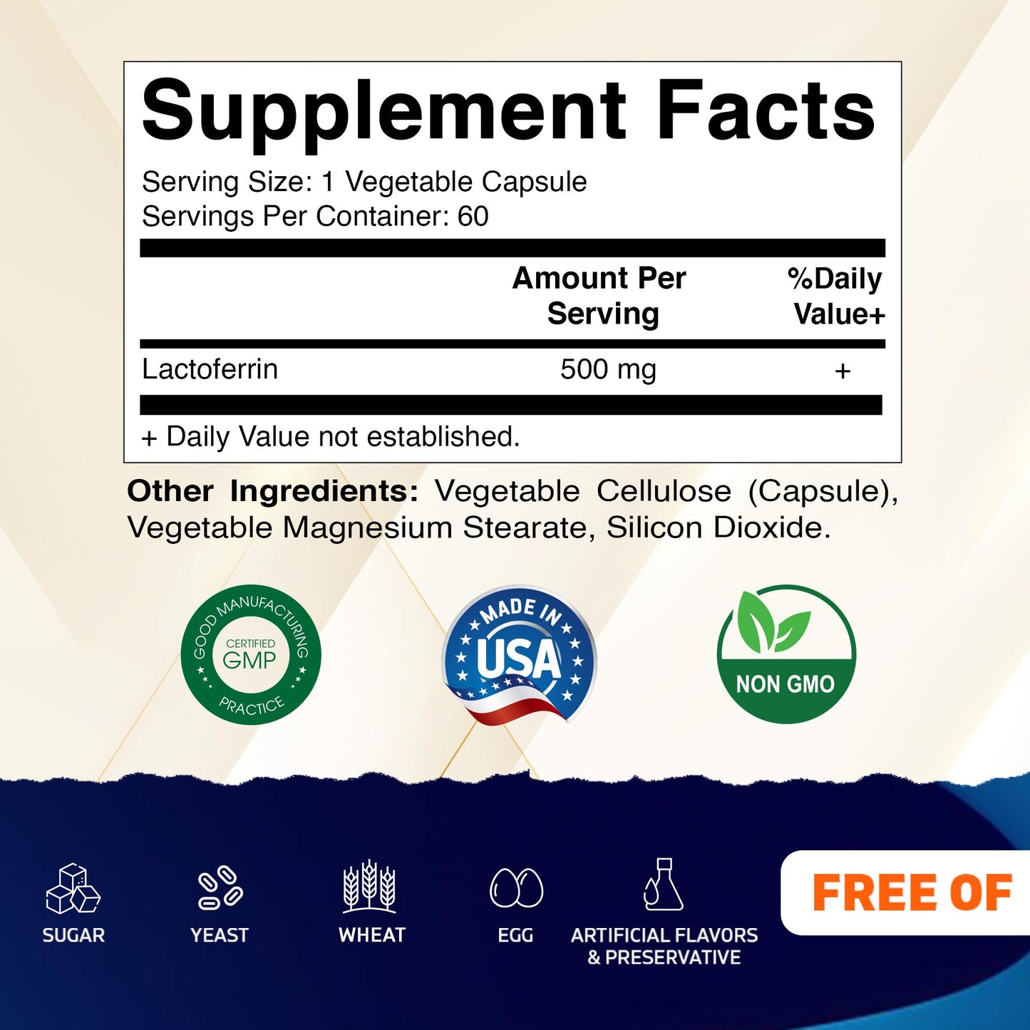 Vitamatic Lactoferrin 500mg Capsule, 60 Count