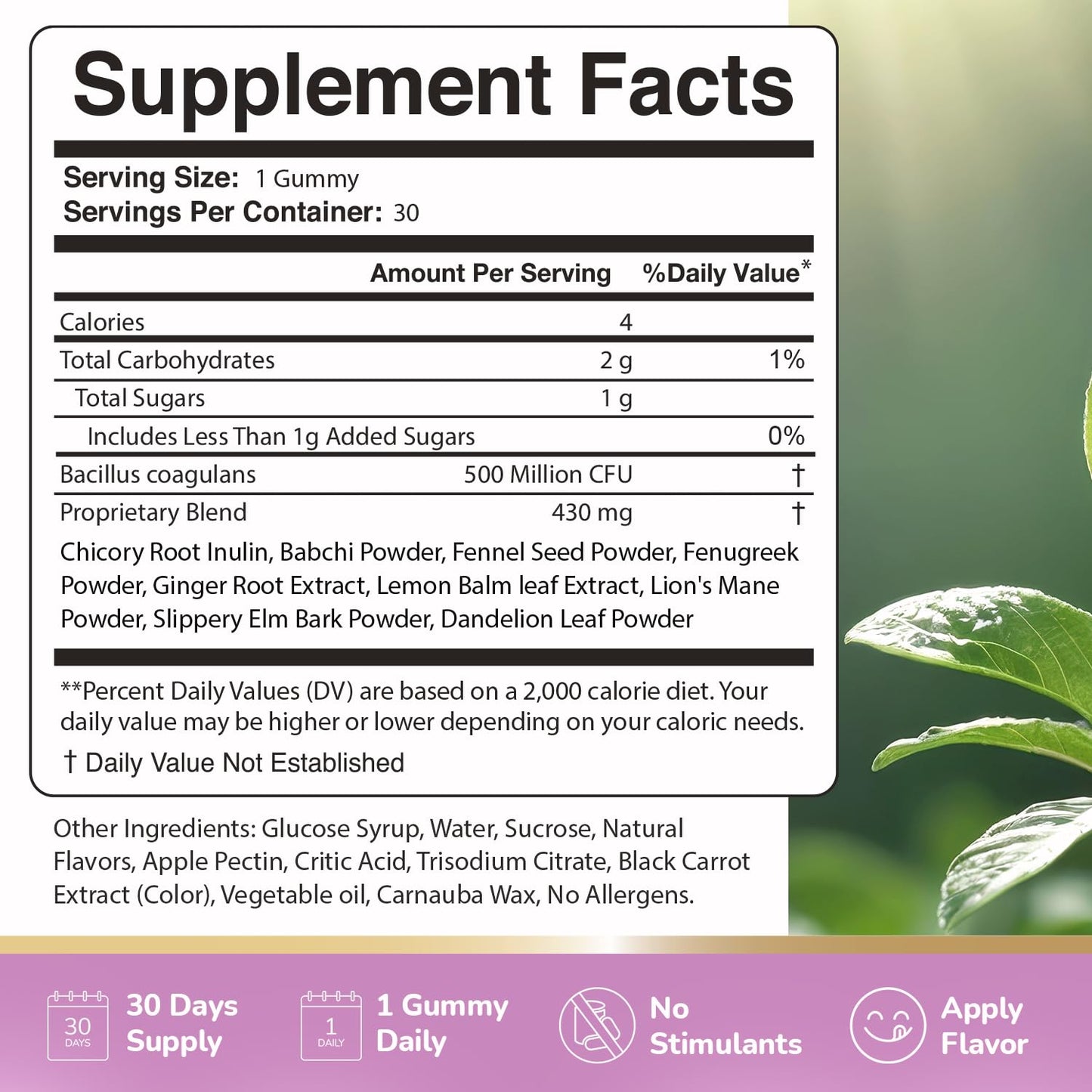 Nature’s NutriWave Neotonics Probiotic Gummy with Bacillus Coagulans, Prebiotic Inulin & Botanical Blend, Non-GMO, Stimulant-Free Formula, 30 Gummies