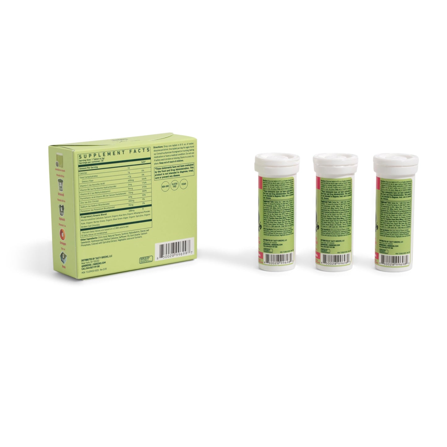 8G 8Greens Supergreens Cucumber Watermelon Effervescent Tablets 30 Tablets