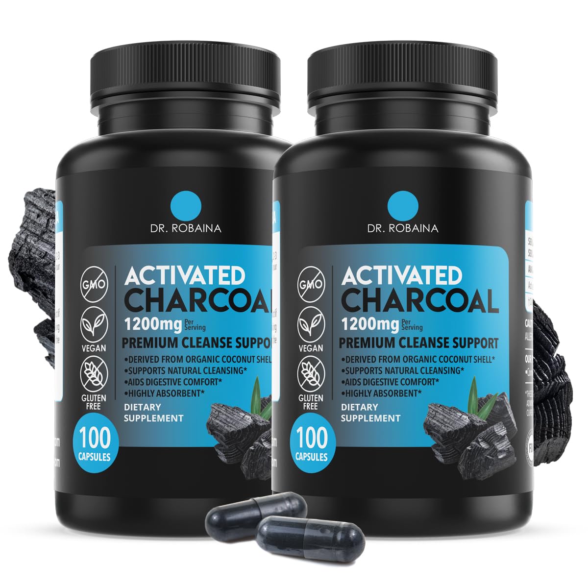Dr. Robaina Activated Charcoal Capsules, 200 Count