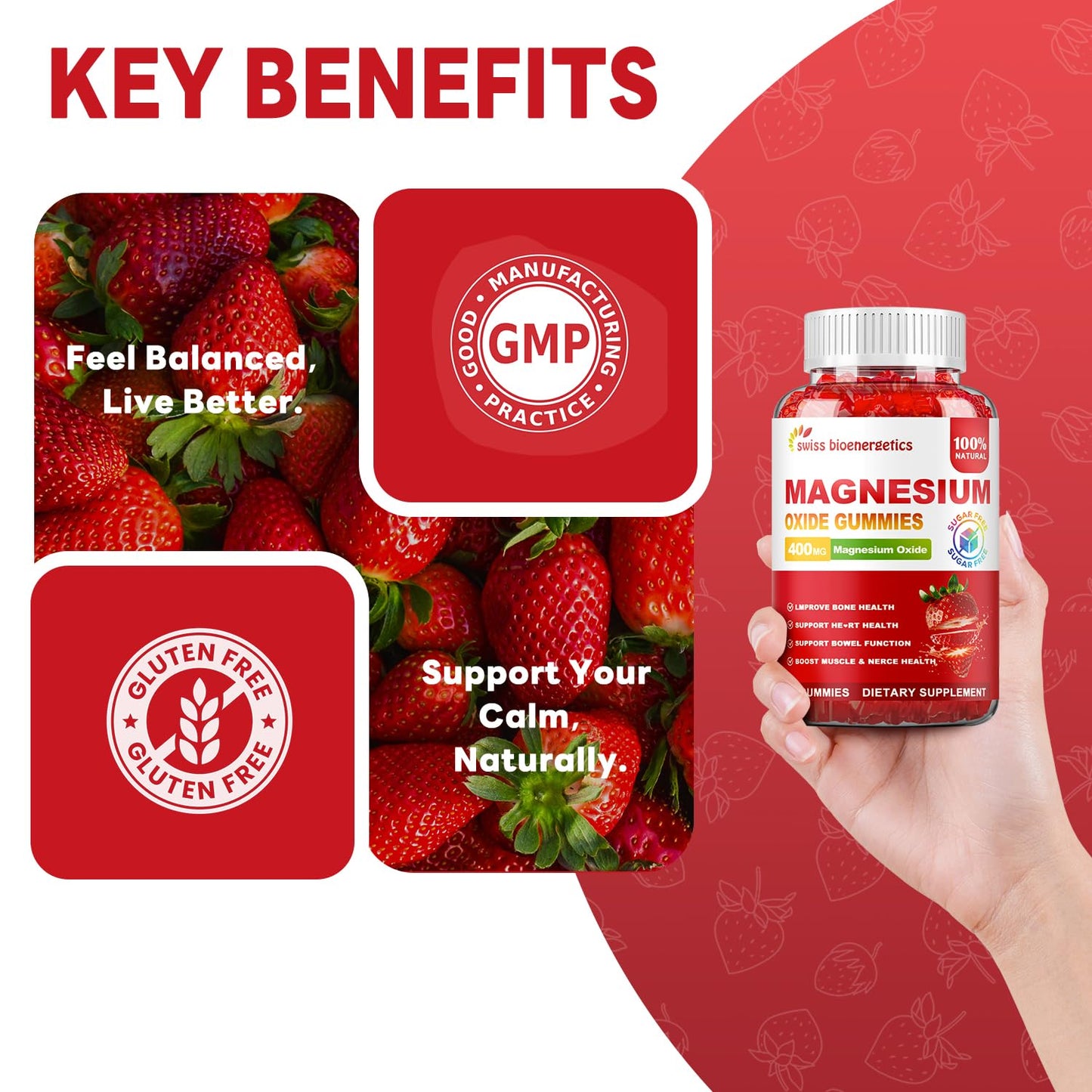 Swiss Bioenergetics Magnesium Oxide Gummies 400mg, 120 Gummies