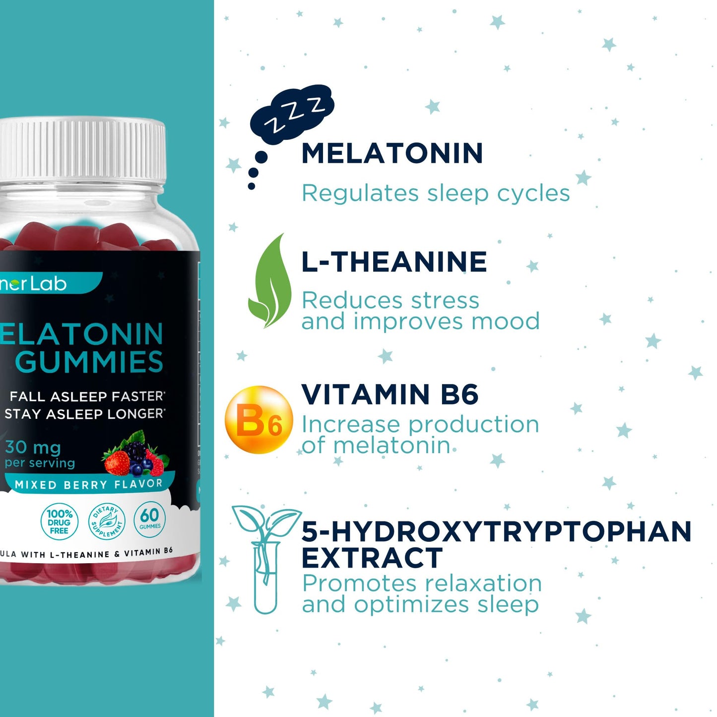 BionerLab Melatonin Gummies Gummy 60 Count
