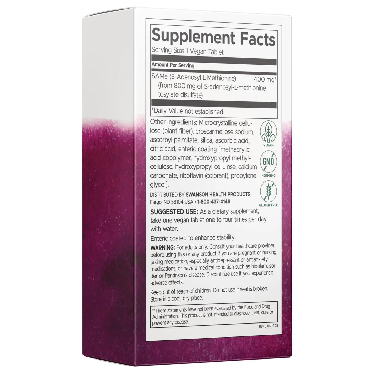 Swanson Same High Potency 400 mg Tablets, 60 Count
